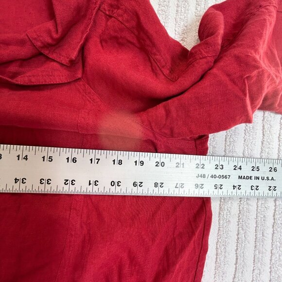 MR Natural Collection Womens Blouse Top Size 40/42 Red Pullover Cowl Neck Linen - Picture 7 of 7